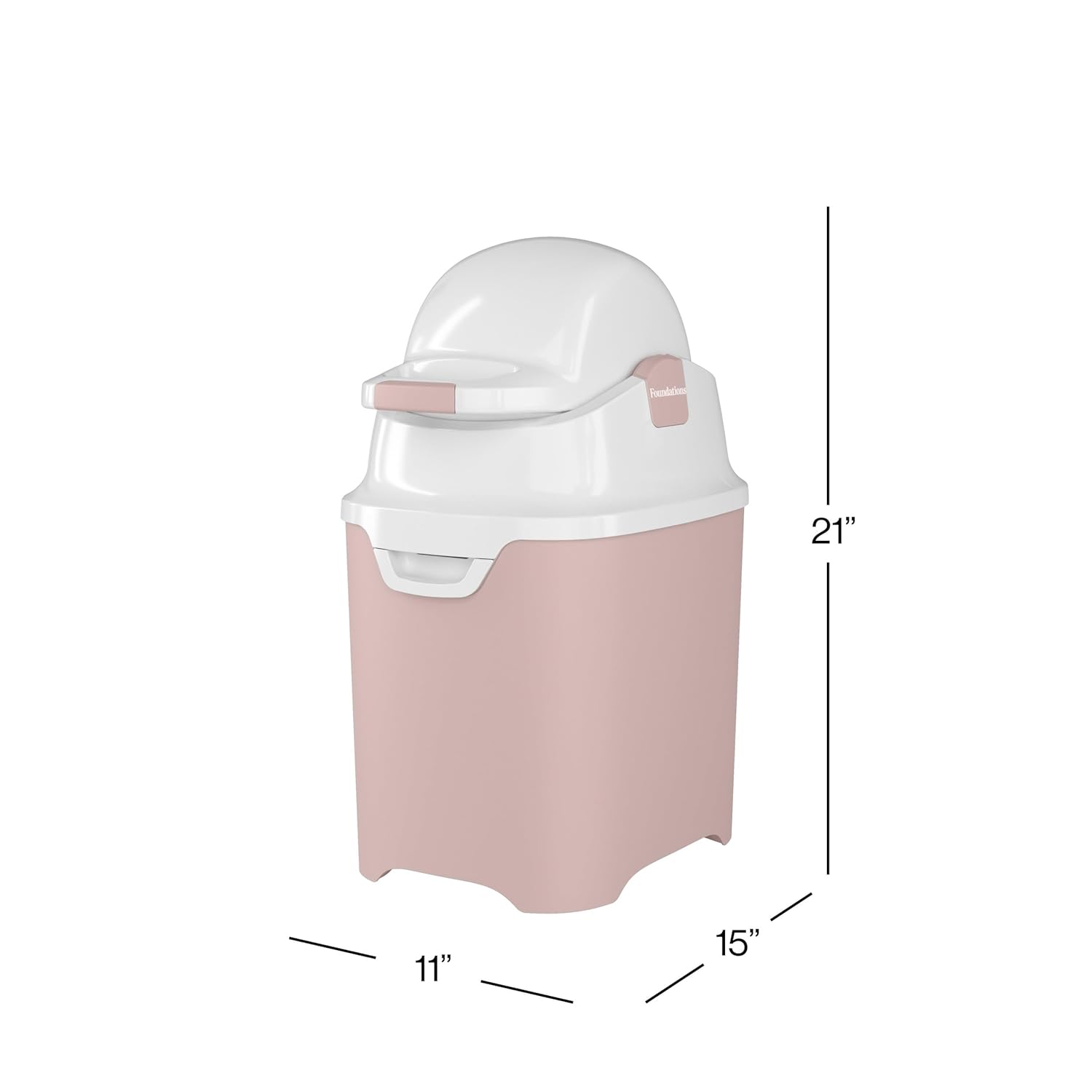 Foundations Mini Diaper Pail with Airtight Lid, Durable & Odorless Diaper Disposal, Large Capacity, Holds up to 30 Newborn Diapers, Refill with Any Bags, Baby Registry Gift - Pink