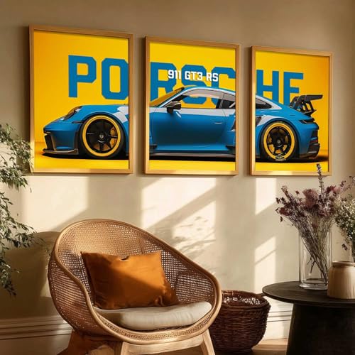 Image of kotart Big Sports Cars Framed Posters Gift Items for Boys Room Wall Decoration Bedroom Living Room Office Studio Decor | Car Poster Frame for Wall Decor Set Of 3 Size (10 X 13 inch)