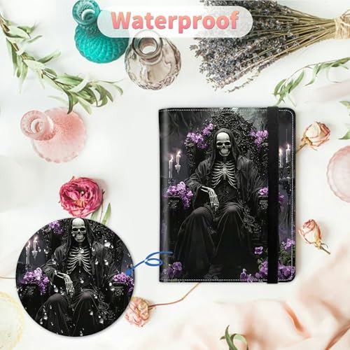 Image of Photo Album 4x6 120 Pockets Photos with Strong Elastic Band, Small Mini Albums Sheet Protector Folder for Photos, Album for Family Wedding Women Men Baby Vacation Gift, Purple Flower Skull