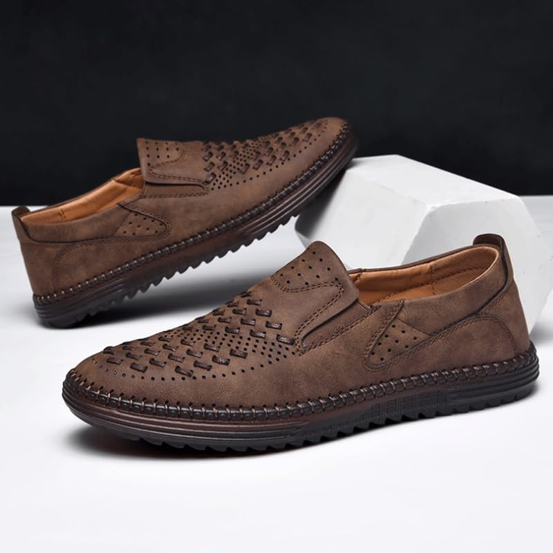 Mens Moccasins Commuter Slip-Resistant Lightweight Breathable Easy to Walk Slip-On Shoes with Non-Slip Sole Daily Soft Sole Casual Shoes Flat Boat Shoes2