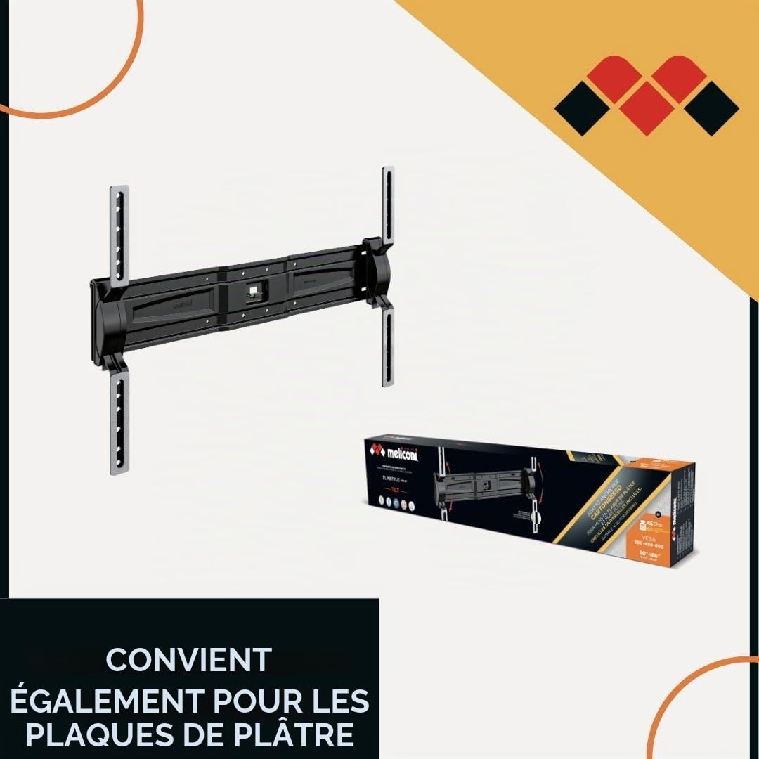 Meliconi Slimstyle Plus 600 St, Support Mural TV Aussi pour Placoplâtre