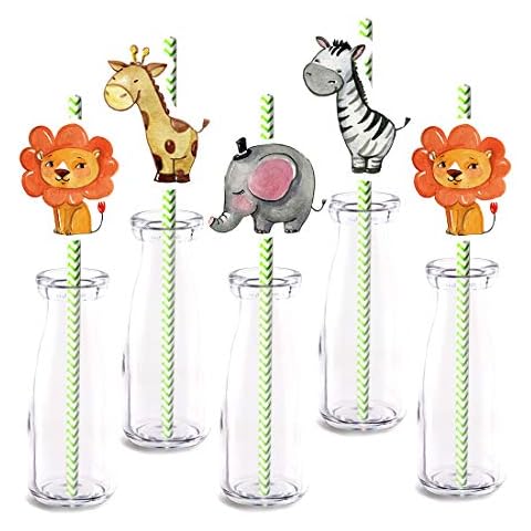 Jungle Animals Party Straw Decor Cover