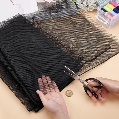 FINGERINSPIRE 1.6Yard/1.5m Black Mesh Fabric 1.5m Wide Slightly Stretchy Fabric Polyester Mesh Fabric for Sewing Black Fabric for Hat Decoration Wedding Dress Fabric for Bridal Dress Skirts DIY Crafts - Image 3