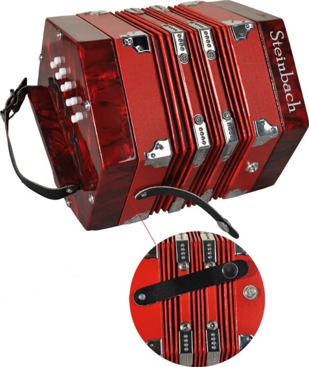 Steinbach Concertina in rot, 2 x 10 Diskantknöpfe (20 Diatonische Töne)