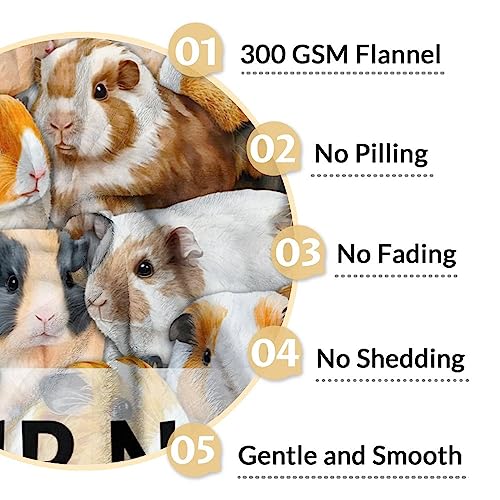 Personalized Guinea Pig Blanket Gifts with Name - 60x80 Inches Cute Throw for Girls & Boys - Brown Soft Fuzzy Blankets for Bed, Couch & Living Room