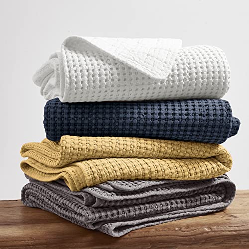 Image of Levtex Home Mills Waffle Full /Queen Quilt Set (88x92in) with 2 Pillow Shams (26x20in) - Ochre - Cotton Waffle Full /Queen Size Quilt Bedding Set - Lightweight, Soft, Pre-Washed