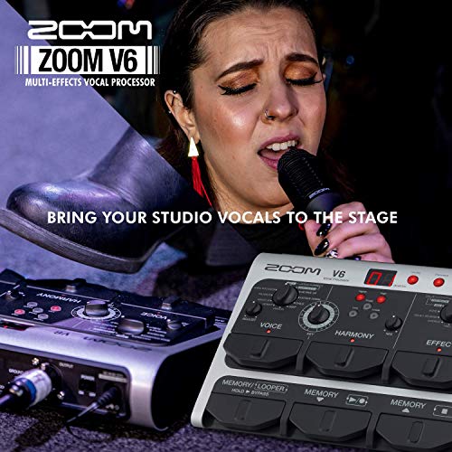 Zoom V6 Vocal Processor with Harmony, Effects, 40 Presets, Looper, and SGV-6 Shotgun Mic + SR360 Dynamic Stereo Headphones, Cables & Fibertique Cleaning Cloth