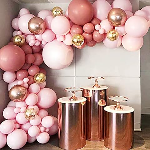 Balloons Arch Kit, Retro Pink Balloon Garland Kit Balloons Arch Kit, Retro Pink Latex Balloons Party Metallic Balloons Confetti Balloons for Birthday Wedding Party Baby Shower Decoration Reusable Cover