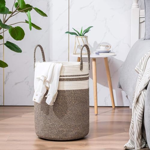 Image of Laundry Basket for Clothes | Toy Storage Basket | Washing clothes Storage Basket | Cotton Rope Baskets | Multi-Purpose Use Big Size Laundry Basket | Dirty Cloth Baskets Jute | 38x38x46 cm