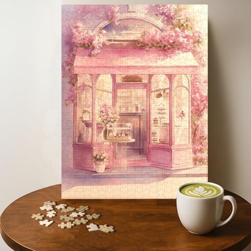 Patisserie Shop French Space Jigsaw Puzzle - 500 Pieces Wooden Puzzle for Adults, Wall Art Gift, Finished Size: 20 x 15 Inch