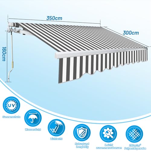 Protección solar con toldo con brazo articulado ajustable en ángulo 3