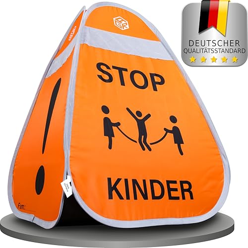 AGR Living® Warnwürfel Achtung Kinder - Straßenwarnschild mit Reflektor - Pop Up Aufsteller für Spielstraßen, Schulweg & Wohngebiet - 65x45x45cm