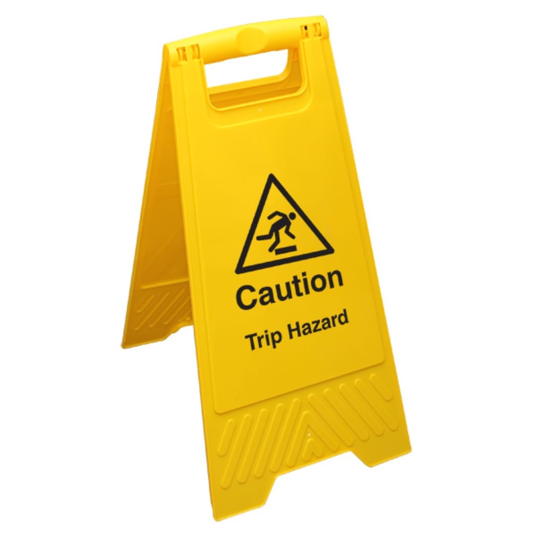 V Safety Caution Trip Hazard - Segnale di sicurezza giallo su entrambi i lati per pavimento bagnato, confezione da 2