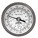 Winters TBM Series Stainless Steel 304 Dual Scale Bi-Metal Thermometer, 2-1/2" Stem, 1/4" NPT Fixed Center Back Mount Connection, 2" Dial, 0-250 F/C Range