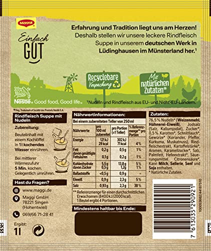 Maggi Guten Appetit, Rindfleisch Suppe, 85g Beutel, ergibt 4 Teller, 10er Pack (1 x 85g)