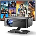 ?Compatible with Netflix & 180° Stand?Smart Projector with WiFi and Bluetooth, AI Auto Focus & Keystone Portable Movie Projector, Native 1080P 4K Support Home Theater Outdoor Proyector-Black