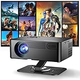 【Compatible with Netflix & 180° Stand】Smart Projector with WiFi and Bluetooth, AI Auto Focus & Keystone Portable Movie Projector, Native 1080P 4K Support Home Theater Outdoor Proyector-Black