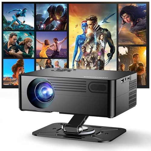 【Compatible with Netflix & 180° Stand】Smart Projector with WiFi and Bluetooth, AI Auto Focus & Keystone Portable Movie Projector, Native 1080P 4K Support Home Theater Outdoor Proyector-Black