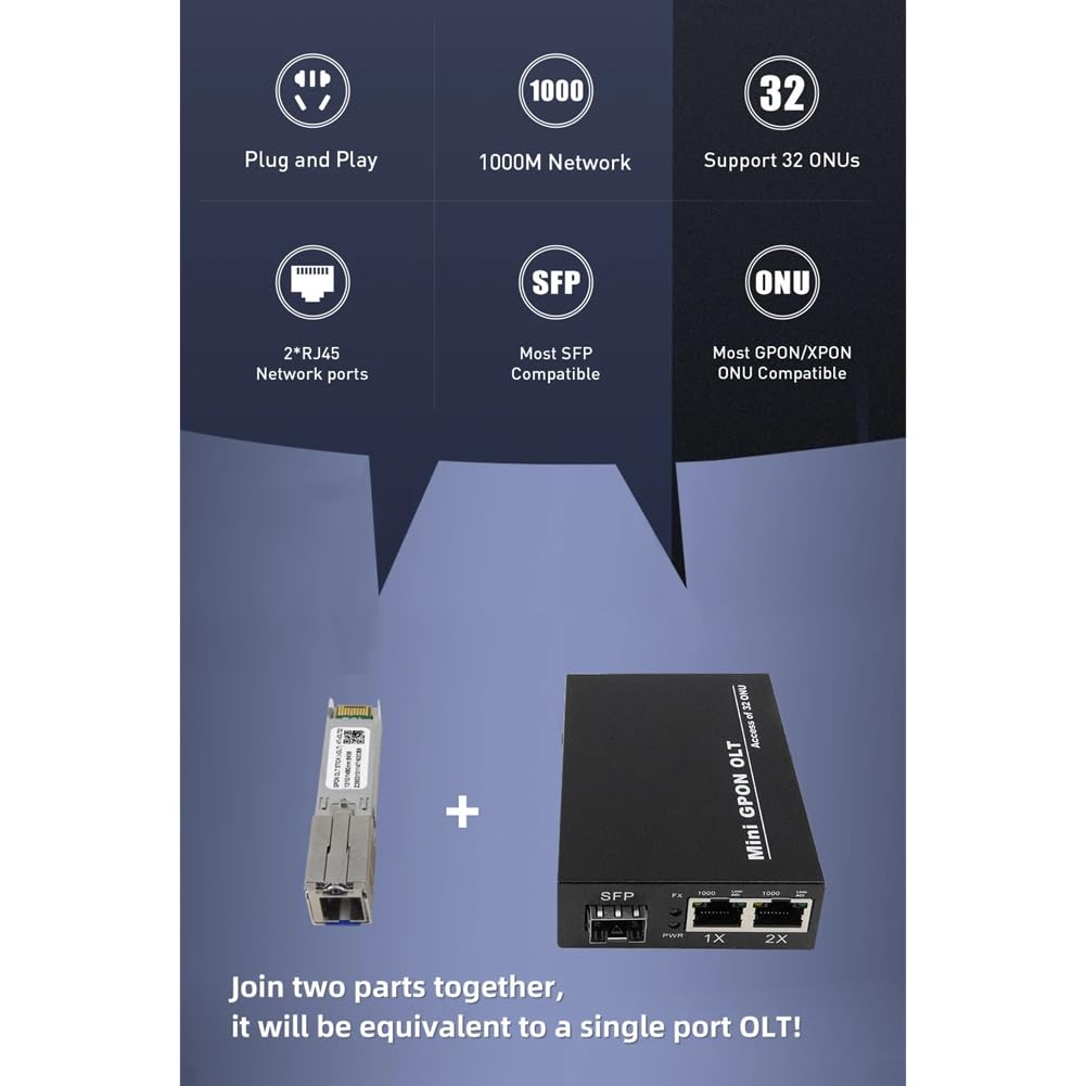 Einzelport GPON OLT Stick 1 GPON 2X 1,25G Unterstützt 32 ONU Uplink Tragbare Faser für FTTH