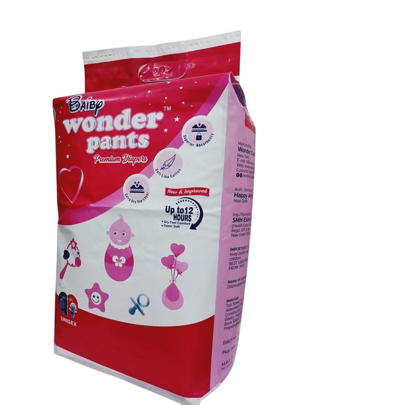 Baiby Wonder Pants Easy Dry Baby Diapers X-Large Size, Pack of 50, Soft Disposable Diaper Pants for Babies, Comfortable Fit, Unisex Design, Baby Diaper Pants for Day and Night Use