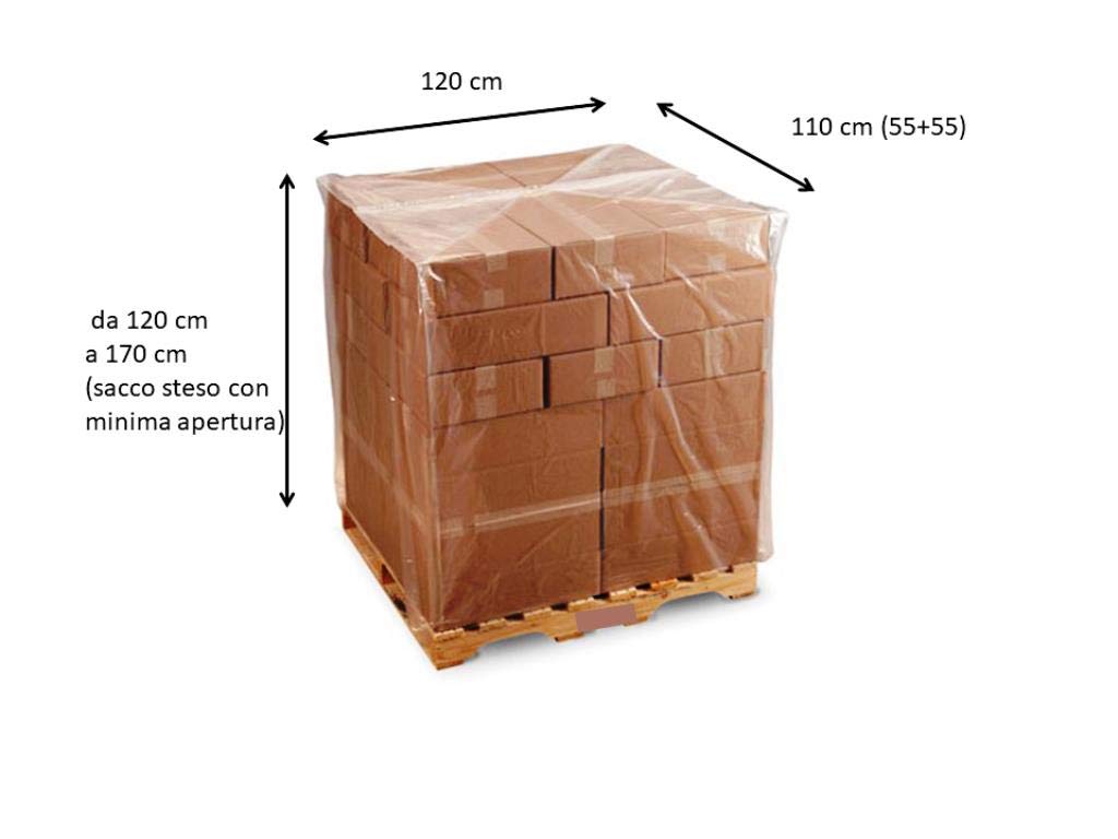 Telo per Pallet BANCALE LDPE cm 120+55+55x170 Impermeabile 140 Micron
