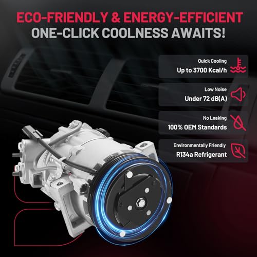 BDFHYK Air Conditioning A/C Compressor 98585 Compatible with Nissan Sentra 2013-2019 L4 1.8L/ L4 1.6L, Compatible with Nissan Rogue Sport 2017, Tsuru 2014-2017