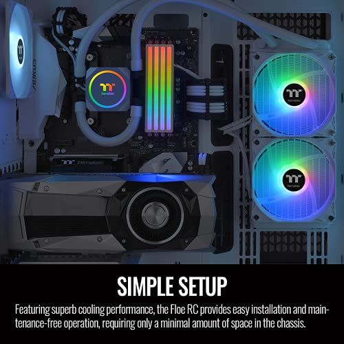 Image of Thermaltake Floe RC240 Snow, AMD (AM5 /AM4) / Intel (LGA 1700 /1200), TT RGB Plus Software /Motherboard Sync ARGB Controlled, 240mm PWM All-in-One CPU & Memory Liquid Cooler CL-W330-PL12SW-A