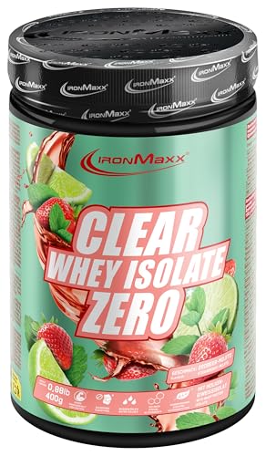 IronMaxx Clear Whey Isolate Zero - Lata Fresa Mojito 400g | Aislado de proteína de suero transparente sin azúcar | Proteína transparente sin lactosa | Limonada proteica con sabor afrutado