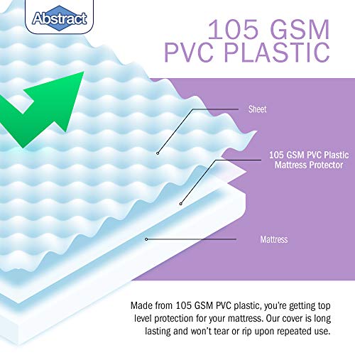 Abstract Vinyl Mattress Protector Zipper Closure Style - Best To Protect Your Bed From Spills, Accidents And Damage - 100% Waterproof Plastic - White - Cot And Narrow Mattress Size (33" X 75") #TOP2