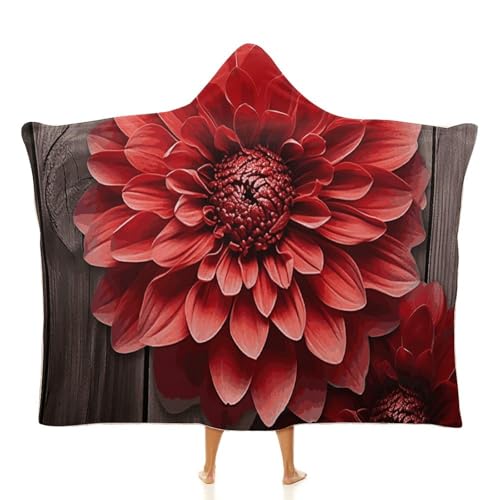 Cape à capuche voyage bureau canapé dahlia rouge vêtement confort
