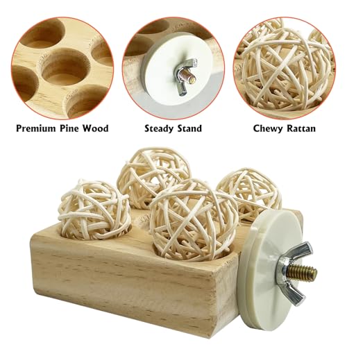 Image of Hamiledyi 2 Pack Wooden Foraging Bird Toys - Interactive Slow Feeder Enrichment for Conures, Budgies and Lovebirds | Cage Climbing Puzzle Toys for Small Parrots Promoting Natural Pecking Behavior