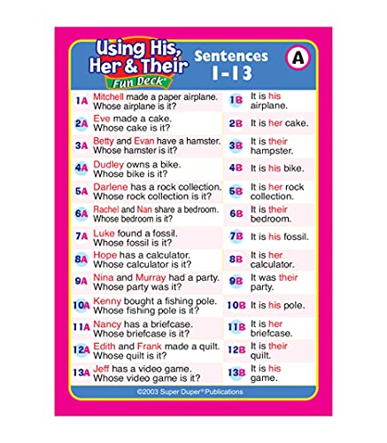 Super Duper Publications | Using His, Her, & Their Fun Deck Flash Cards | Educational Learning Resource For Children #TOP4