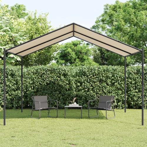 Gartenpavillon Beige 4x3 m Stahl und Stoff, CIADAZ Faltpavillon, Pergola, Partyzelt, Standmarkise, Sonnenzelt, Garten Pavillion, Grillpavillon