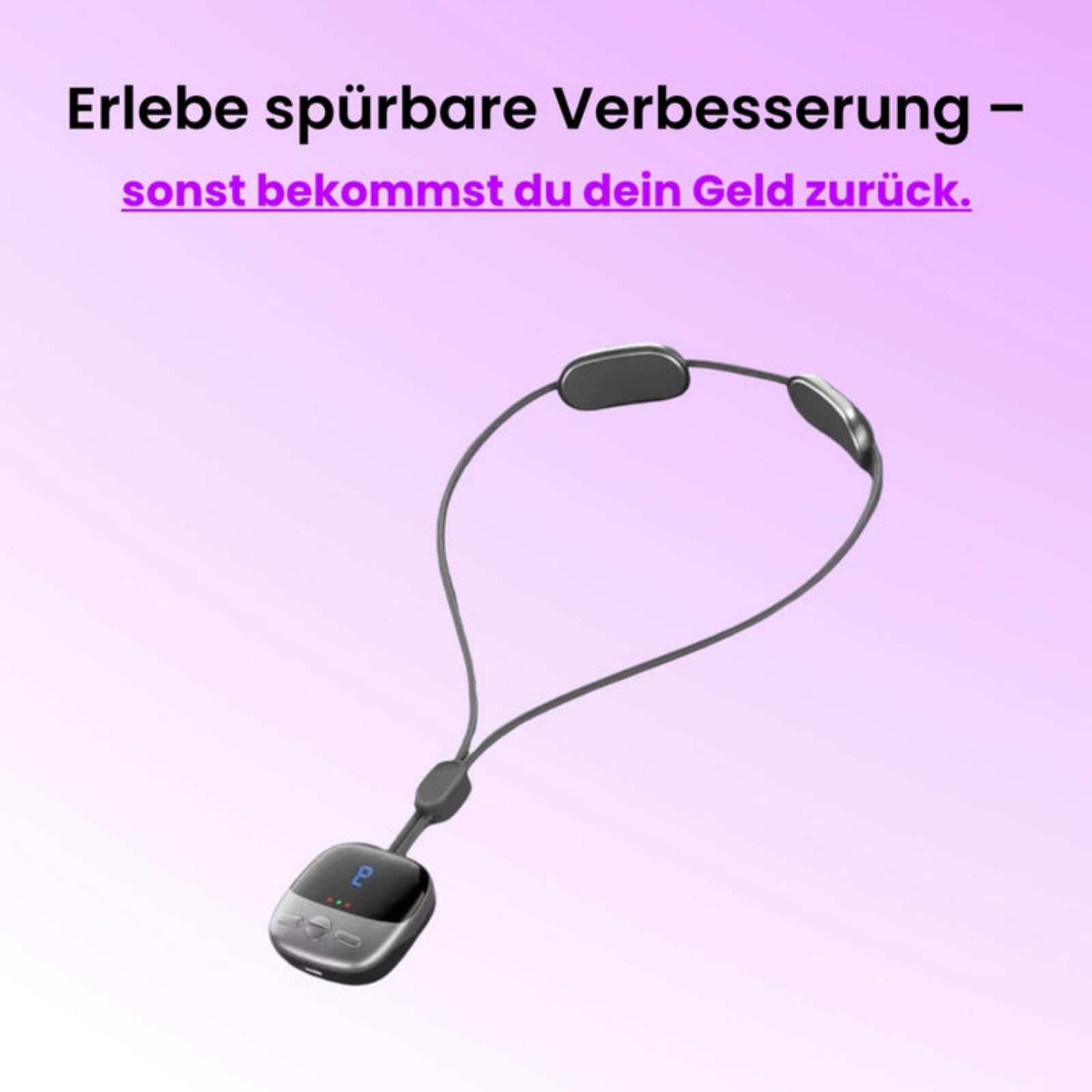 Raviso Tragbarer Nackenmassager，Intelligentes Nackenstützgerät mit konstanter Temperatur, 4 Programmen, 9 Intensitätsstufen und 3 Heizstufen – ideal für den Einsatz im Büro und auf Reisen