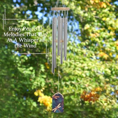 Carillon éolien en aluminium libellule de 52,8 cm, idée cadeau sincère et déco - 6
