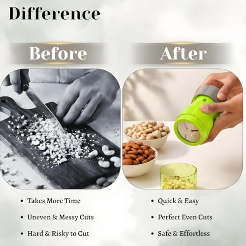 Image of BEYOND BASIC Dry Fruit Cutter, Slicer, Grinder, Chocolate Cutter and Butter Slicer with 3 in 1 Blade Kitchen Tools, Gadgets for Almonds, Cashews etc (Stainless Steel, 1 Piece)