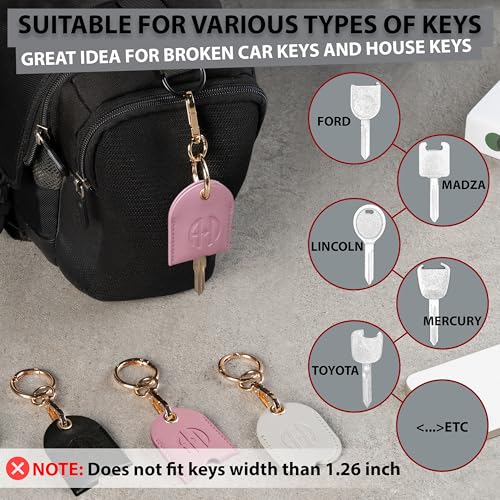 Image of Leather Keys Sleeve for Broken Car Key Loop Replacement, Keychain Cover Cute Protector and Holder for Men, Women