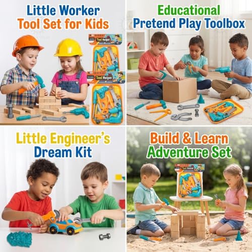 Image of SHAKTISM Tool Helper Kids Pretend Play Tool Set for Boys & Girls (3+ Years) | Multi-Function Engineer Toy Kit with Drill, Wrench, Screwdriver & Accessories | Construction Role Play Gift Pack