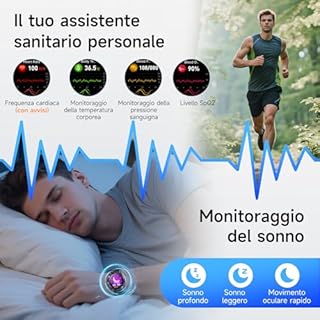 YUPENG 2026 Nuovo Smartwatch Uomo con ECG/HRV/𝐆li𝐜e𝐦ia/Acido Urico/Lipidi,1.43" AMOLED Orologio con 24H Chiamate, Pressione Sanguigna, Cardiofrequenzimetro, Sonno, SOS, Fitness Watch Android e iOS