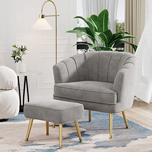 Sillón Plegable Terciopelo Gris miniatura 4