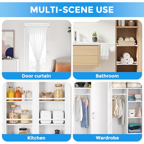 Image of 6 Pack Spring Tension Curtain Rod 8 to 12.5 Inch, DIY Mini Tension Rods No Drill for Slim Window Cupboard Closet Sidelights, White