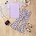 Ayzozuy Kids Toddler Girl Clothes Letter Print Graphic Top + Leopard Print Flare Leg Pants 2PC Summer Clothing Set(5-6T)