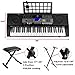 Mustar 61 Full Size Touch Keys Piano Keyboard, Portable Electronic Music Keyboard Kit with Stand, Stool, Microphone,Headphone & Power Supply,
