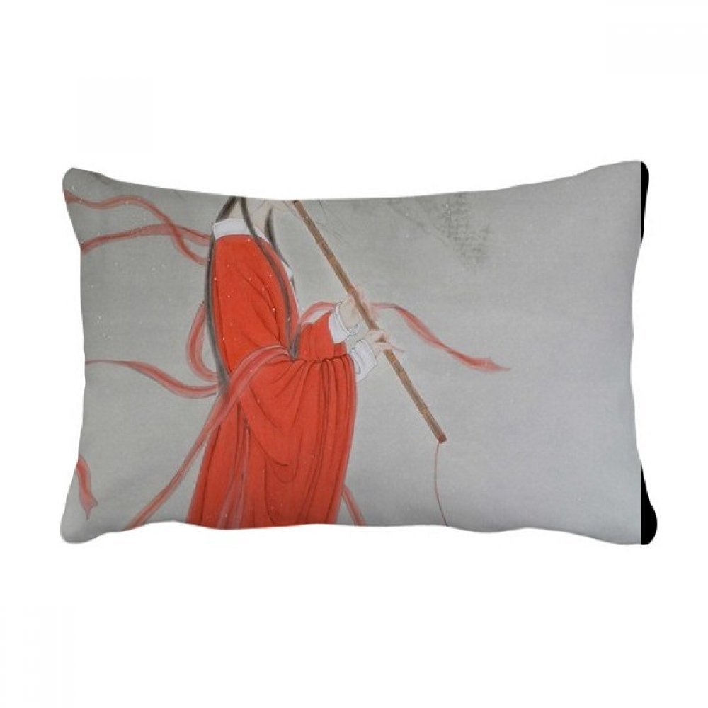 Peinture chinoise coussin flûte rouge multicolore pour sublimer votre canapé de salon