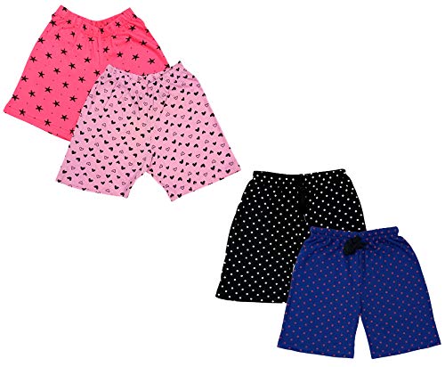 Image of IndiWeaves Girls Relaxed Fit Shorts (Multicolor2, 13-14 Years) Pack of 4