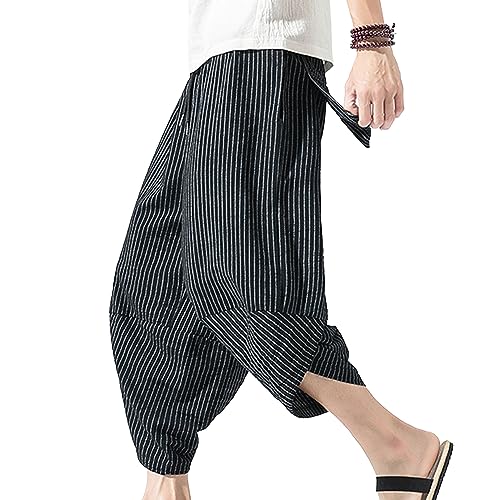 Pantalon sarouel 3/4 homme coton lin pour rester au frais
