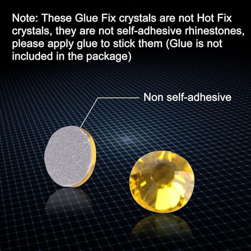 Image of Glue Fix Crystal Flatback Rhinestones Glass Diamantes Gems for Crafting Nail Art Crafts Decorations Clothes Shoes 3.2mm (ss12 1440pcs, Citrine)