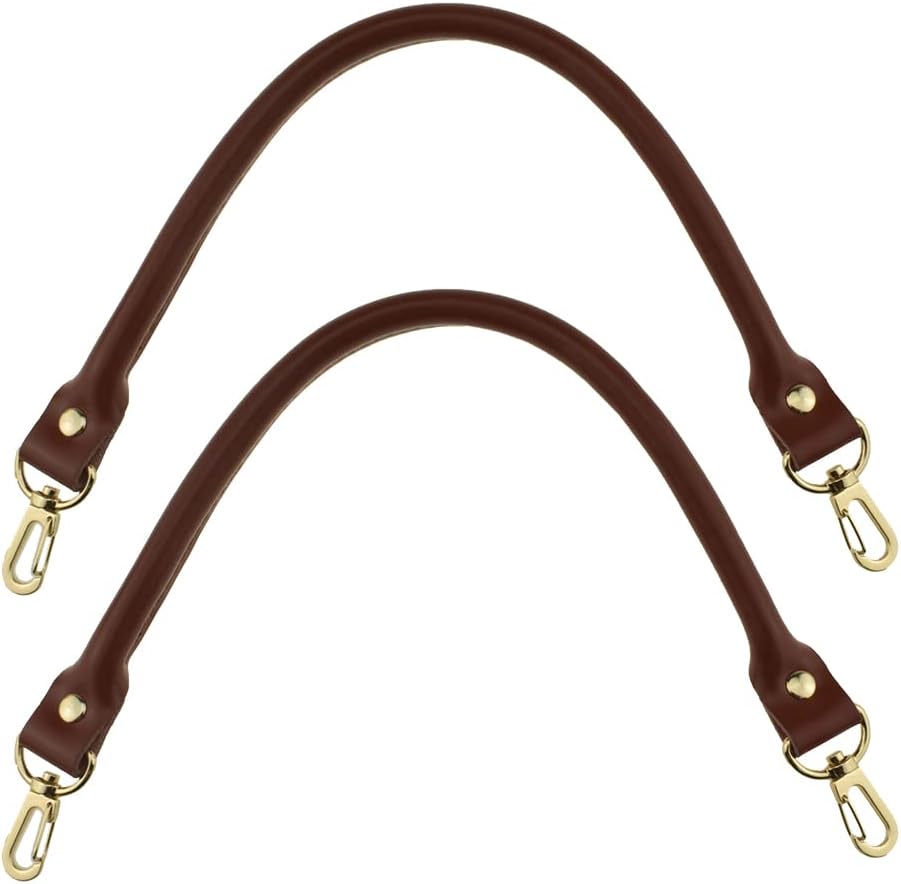 Hahiyo Purse Handle Replacement Cowhide Leather Handle Strap Shoulder Handbag Tote Belt Lobster Swivel Clasp Buckle Sturdy Easy Clip on Attach Stay on Not Slip off Not Leave Mark on Body 15.7inch 2PCS