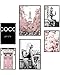 Heimlich Cuadros Decorativos - SIN Marcos -Decoración Colgante para Paredes de Sala, Dormitorios y Cocina - Arte Mural | 2 x A3 & 4 x A4-30x42 & 21x30 | » Moda Rosa «