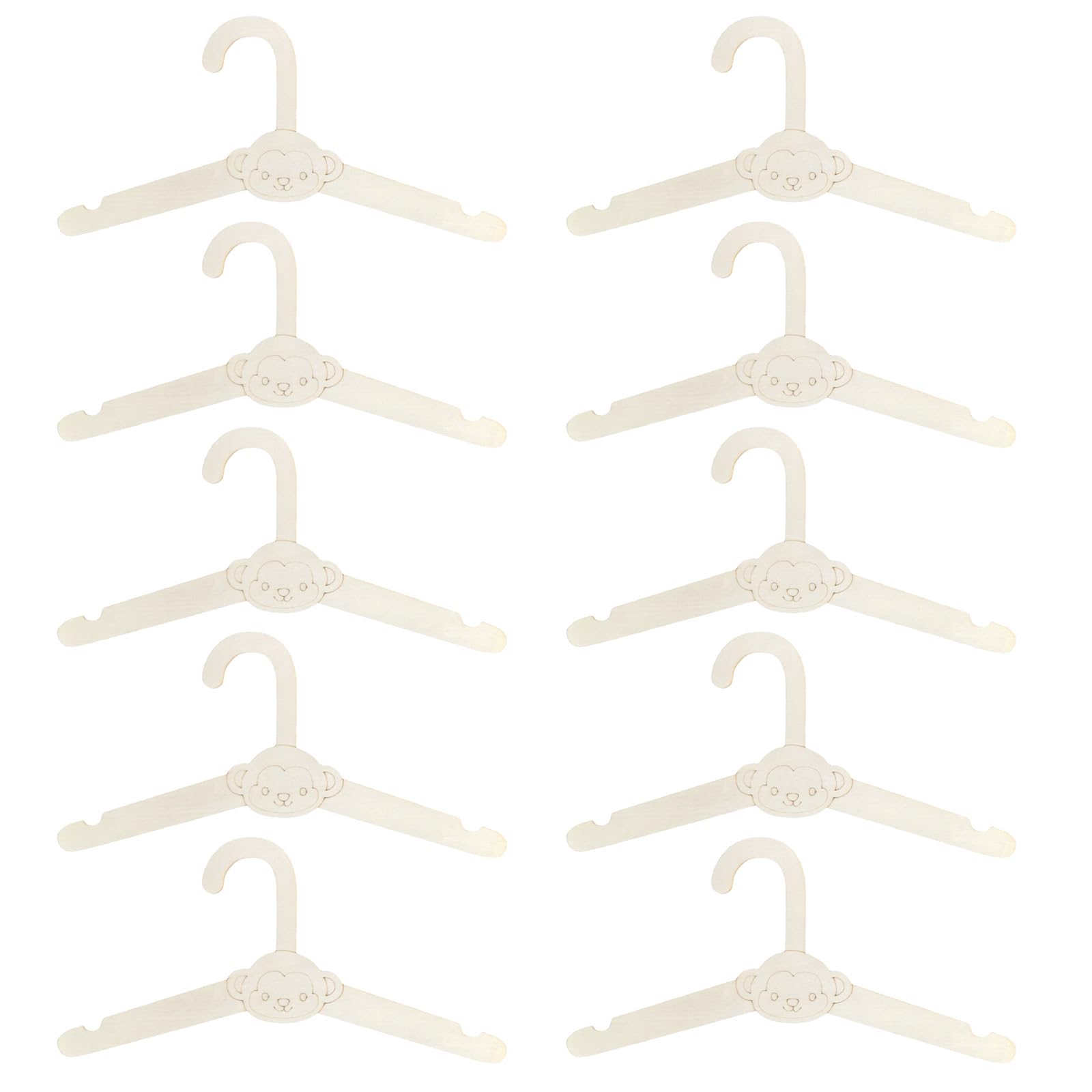 Msioytog Monkey 10 Pieces Set Fashionable Sturdy Wood Hangers For Kids Without Slip Designs Baby Clothes Hangers For Nursery Use Animal Designs